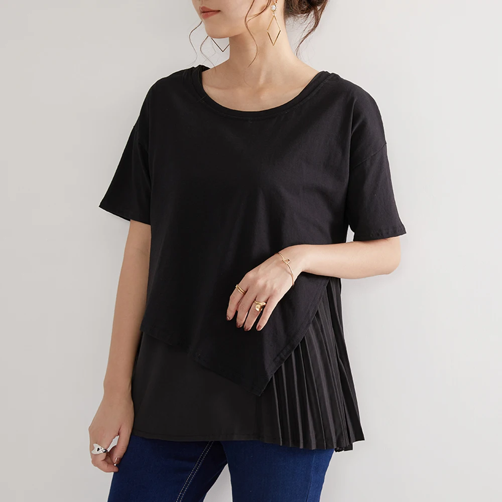 

Блузка женская плиссированная средней длины, повседневный Свободный пуловер, рубашка в Корейском стиле, модный шикарный топ в стиле пэчвор...