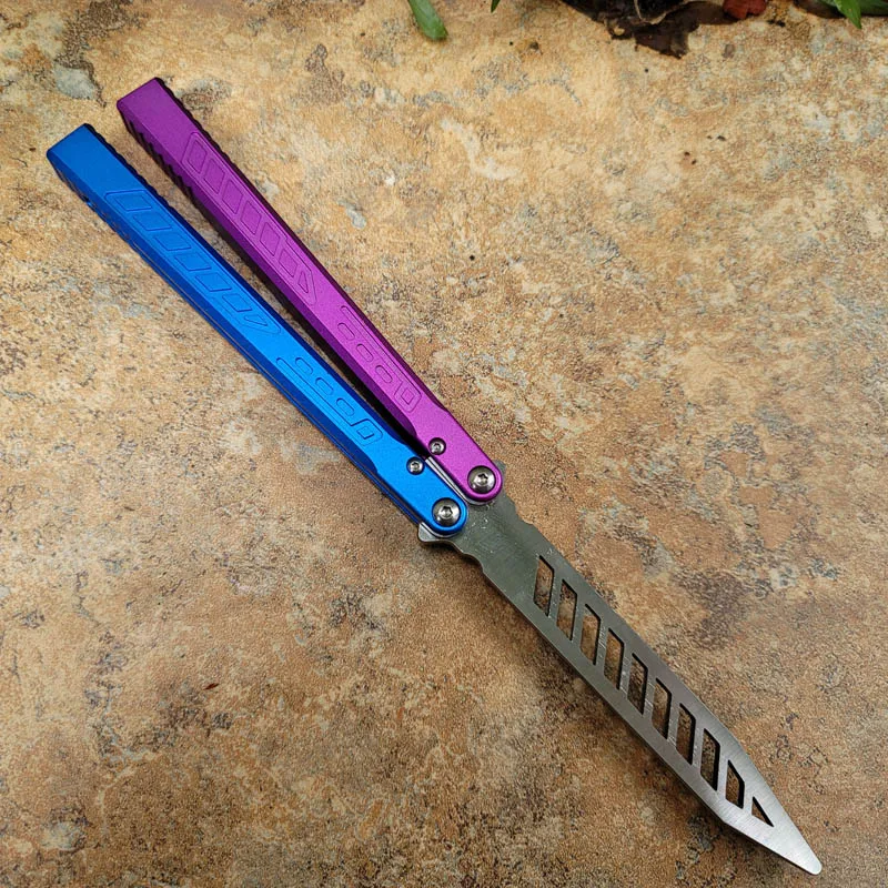 Theone Falcon Butterfly Practice Knife Throwing Blue and Purple Mixed Color Beast Not Sharp Blade Camping Survival Outdoor Tool on - Theone Фалькон Бабочка Практический Нож Метательный Синий и Фиолетовый Смешанный Цвет Зверь Неострая Лезвие Кемпинг Выжива