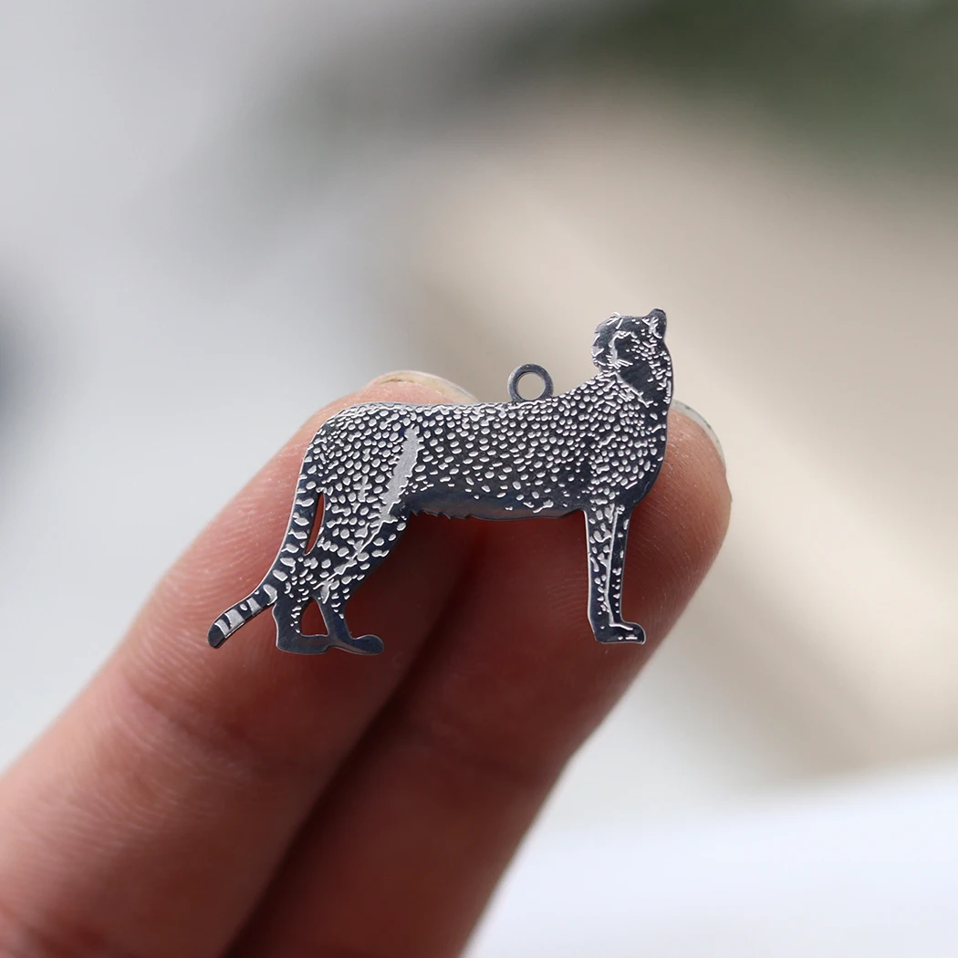 Фото 2pcs нержавеющая сталь гепард подвески животных Charms украшения, делая DIY креативные браслеты ожерелья подвески аксессуары №4