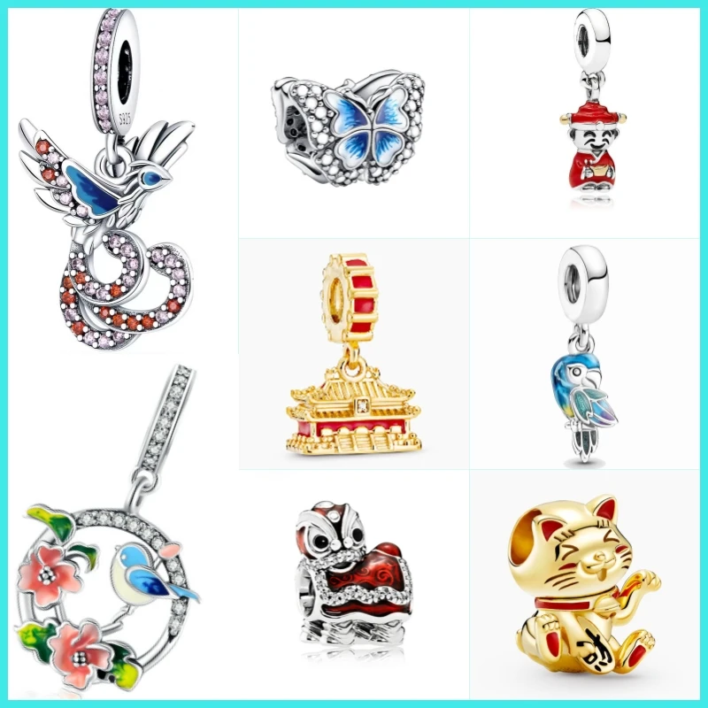 

New Charming Chinese Phoenix Element Tiananmen God of Wealth Beads Suitable for Original Pandora Women's Bracelets DIY Jewelry