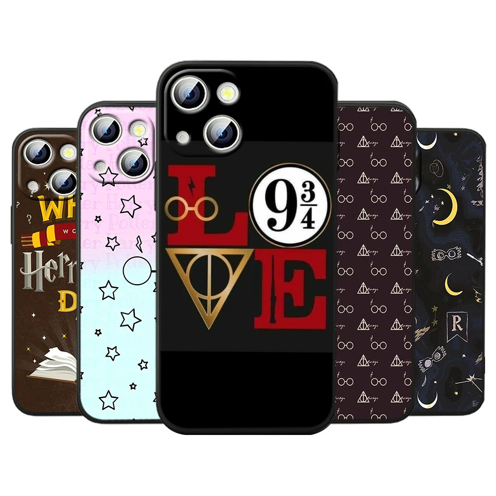 

Cute H-harrys For iPhone 14 13 12 11 Pro Max XS Max X XR 7 8 Plus 6S 5S Silicone Black Shell Phone Case