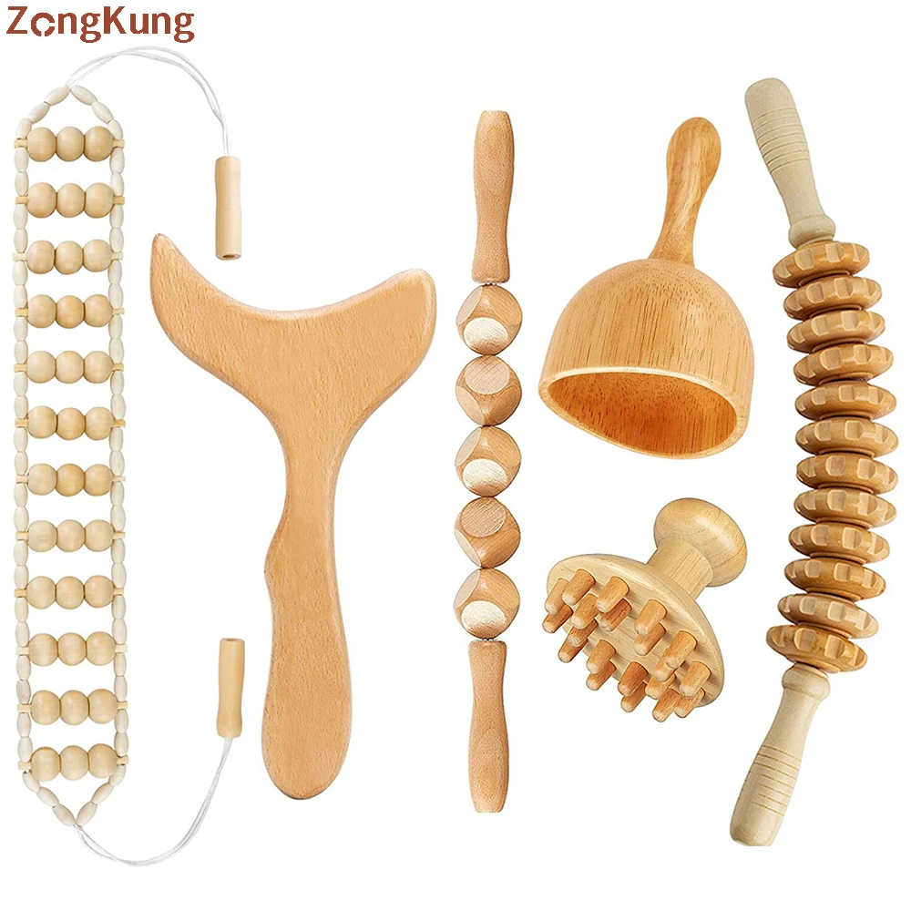 

Wooden Therapy Massage Gua Sha Tools Lymphatic Drainage Massager Maderoterapia Kit -Anti Cellulite, Body Shaping, Muscle Relax