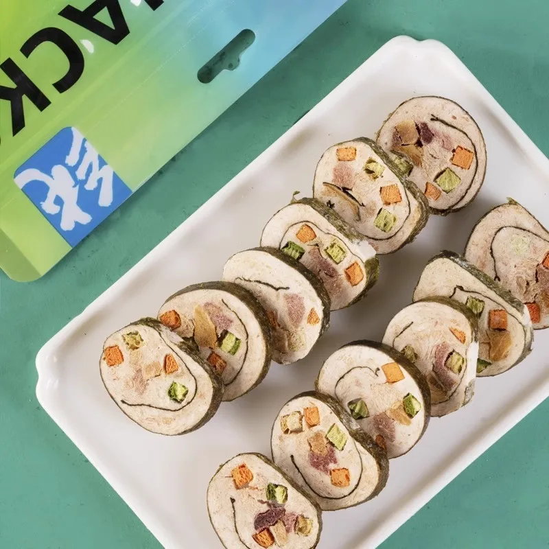Закуски для кошек Лиофилизированные куриные лосося фрукты и овощи суши-роллеты