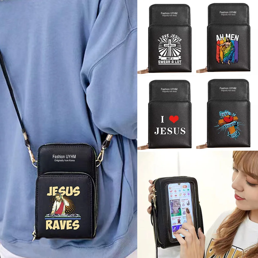 

Women Bag 2023 Trend Handbags PU Leather Small Wallets Touch Screen Cell Phone Purse Belief Style Print Crossbody Shoulder Bags