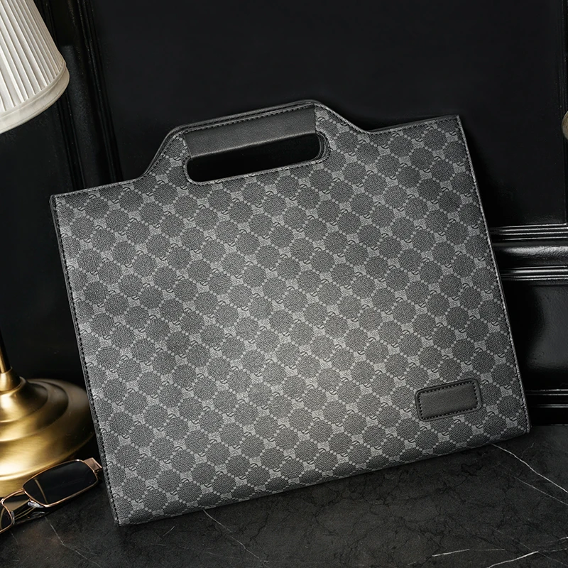 Business Fashion Briefcase for Men Leather ipad Storage Bag Luxury Designer Plaid Messenger Bags Male Work Office Laptop Handbag