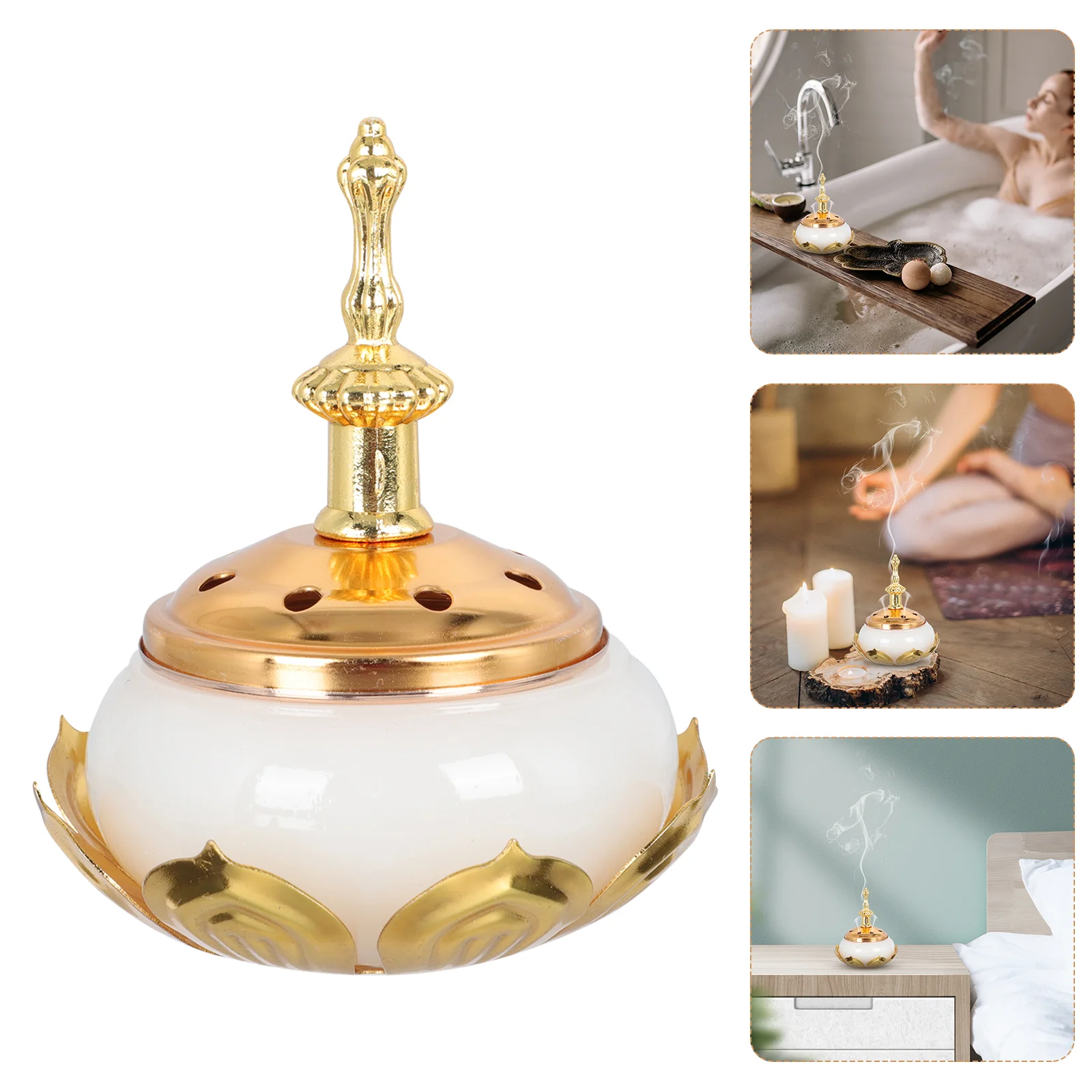 

Sticks Holder Centerpiece Oil Diffuser Glod Tealight Holder Essential Oil Burner Tibetan