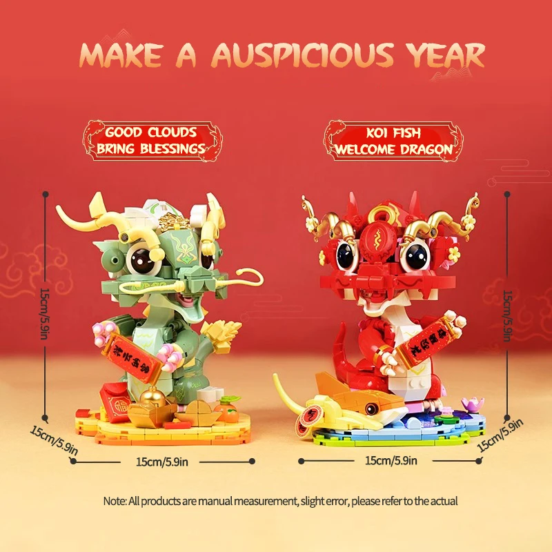 Китайская Модель Танца Льва Строительные Блоки Креативное Украшение Для