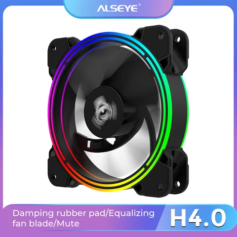 Вентилятор для ПК ALSEYE H4.0, 4 контакта, PWM 120 мм, статическая светодиодная подсветка, RGB-подсветка, сменный вентилятор для корпуса и процессора