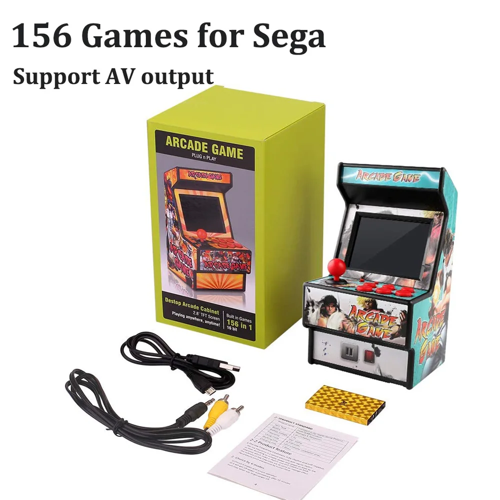 Retro Video Game Console With 156 Games for Sega 2.8 Inch 16 Bit Mini Arcade Machine AV Output Handheld Game Console for Gift