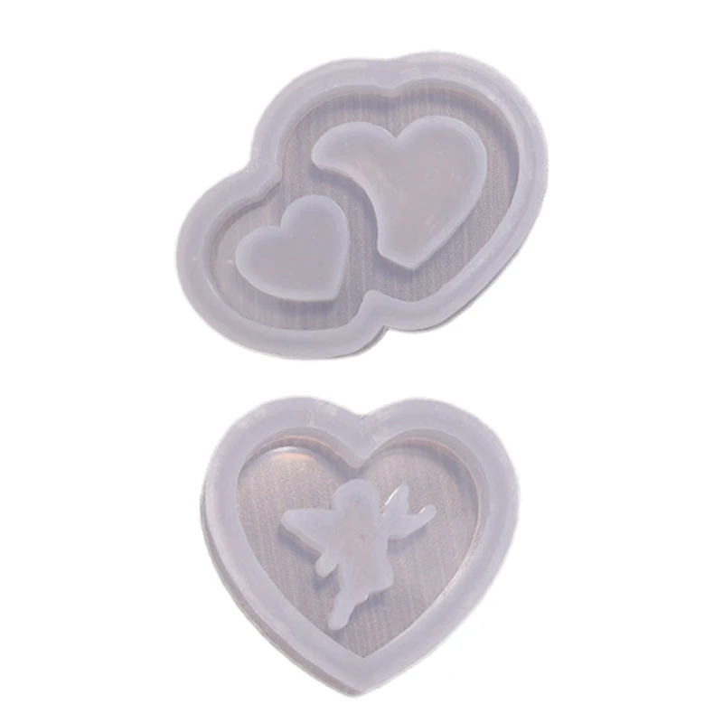 

517F DIY Angel Double Love Quicksand Silicone Epoxy Mold DIY Keychain Pendant Jewelry Crafting Mould for Valentine Love Gift