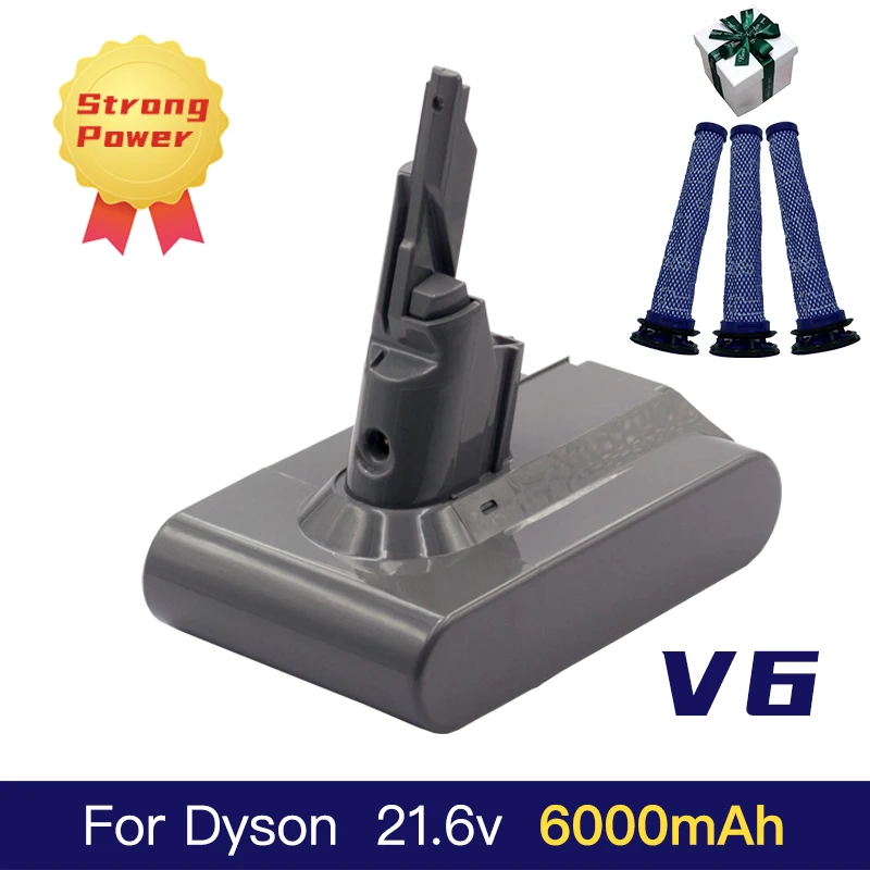 

Vacuum Cleaner Battery for Dyson V6 Series DC58 DC59 DC61 DC62 DC74 SV09 SV07 SV06 SV04 SV03 6.0Ah Rechargeable Bateria