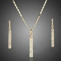 women pendant fashion crystal earrings necklace gold 925 silver wedding jewelry