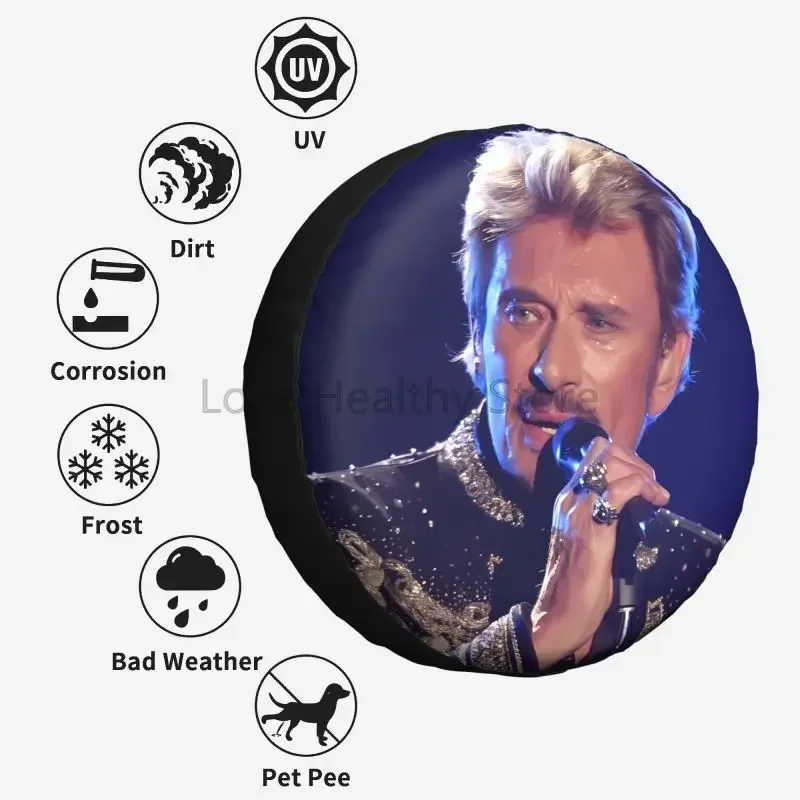 Чехол для запасного колеса с принтом Johnny Hallyday, водонепроницаемый защитный чехол для колеса для Jeep SUV RV Trailer Car 14 дюймов, 15 дюймов, 16 дюймов, 17 дюймов (art.: 3920d24eeff02) - 3920d24eeff02