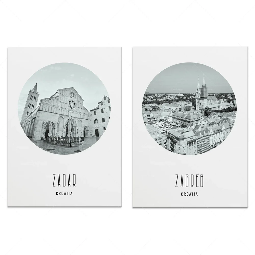 Zagreb Zadar Photo Print | Городские плакаты Хорватия Hvacka Балкани Винтаж Югославия