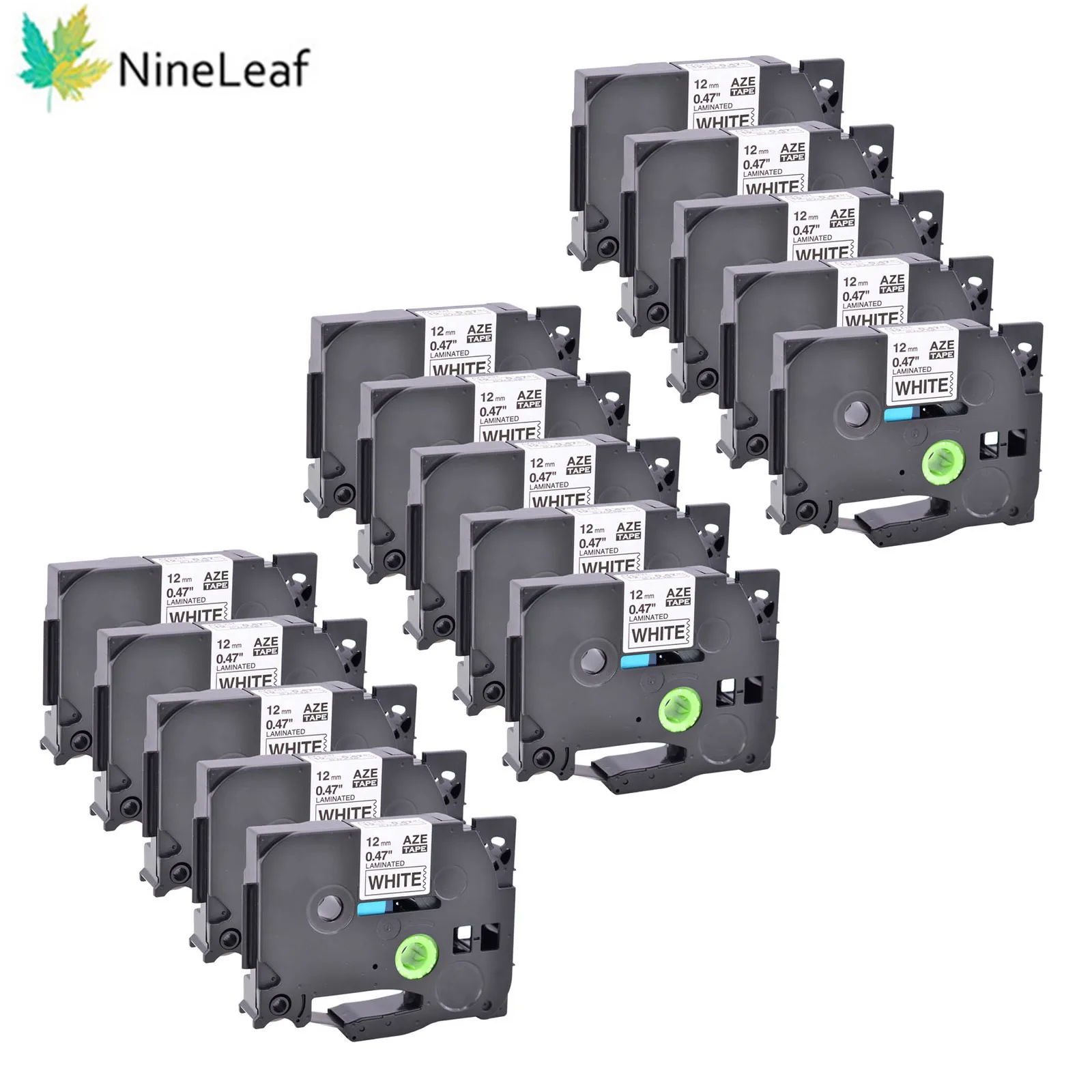 

Лента для этикеток NineLeaf 15PK, совместимая с Brother TZe-231 TZ231 12 мм, ламинированная белая для P-Touch Φ H110 D400AD P710BT Maker