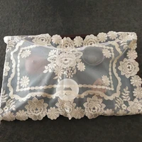 european style transparent lace embroidery flower rectangle 40x60cm table mat tea set fruit dessert plate cover cloth decoration