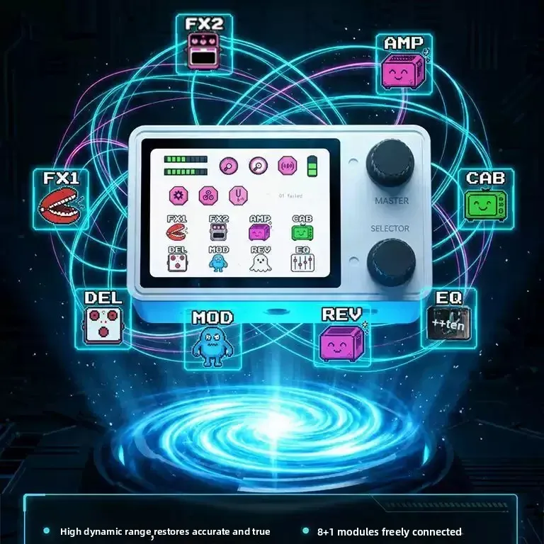 Фото Многофункциональная гитарная педаль LIVTRA NANOCOR Mini: портативный музыкальный процессор эффектов с большим 2,4-дюймовым экраном, удобный для использования №4