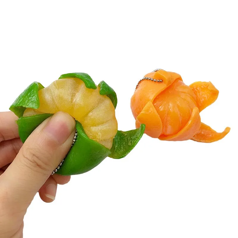 Squishy Keychian Orange Anti-stress Adult Toys for Children Squish Stress Relief Funny Gags Practical Jokes Squeeze Toys Gifts