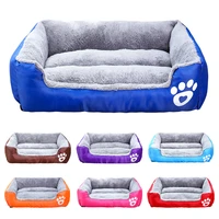 5 sizes paw pet cat dog bed 11 candy colors soft flannel warm cat bed house square nest pet kennel for small medium large dog