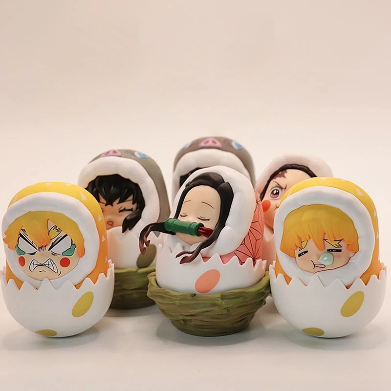 

9cm Anime Demon Slayer Action Figure Tumbler Tanjiro Nezuko Zenitsu Sleep Kimetsu No Yaiba Kawaii Doll PVC Collectible Model Toy