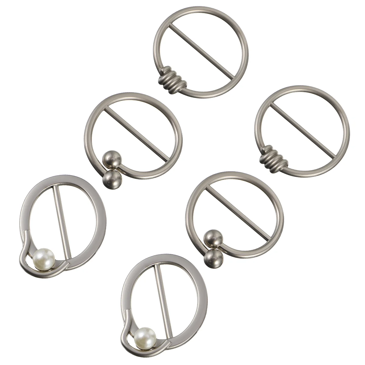 

6 Pcs Womans Rings Adjustment Buckle Women Scarf Slider 5.2X5.2CM Clothes Knot Silver Alloy Miss