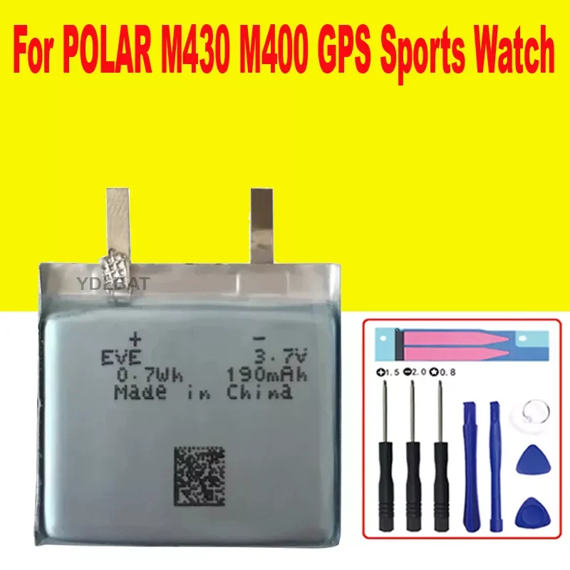 

NEW 190mAh 3.8V Battery Core for POLAR M430 M400 GPS Sports Watch New Li-Polymer Rechargeable Accumulator Replacement