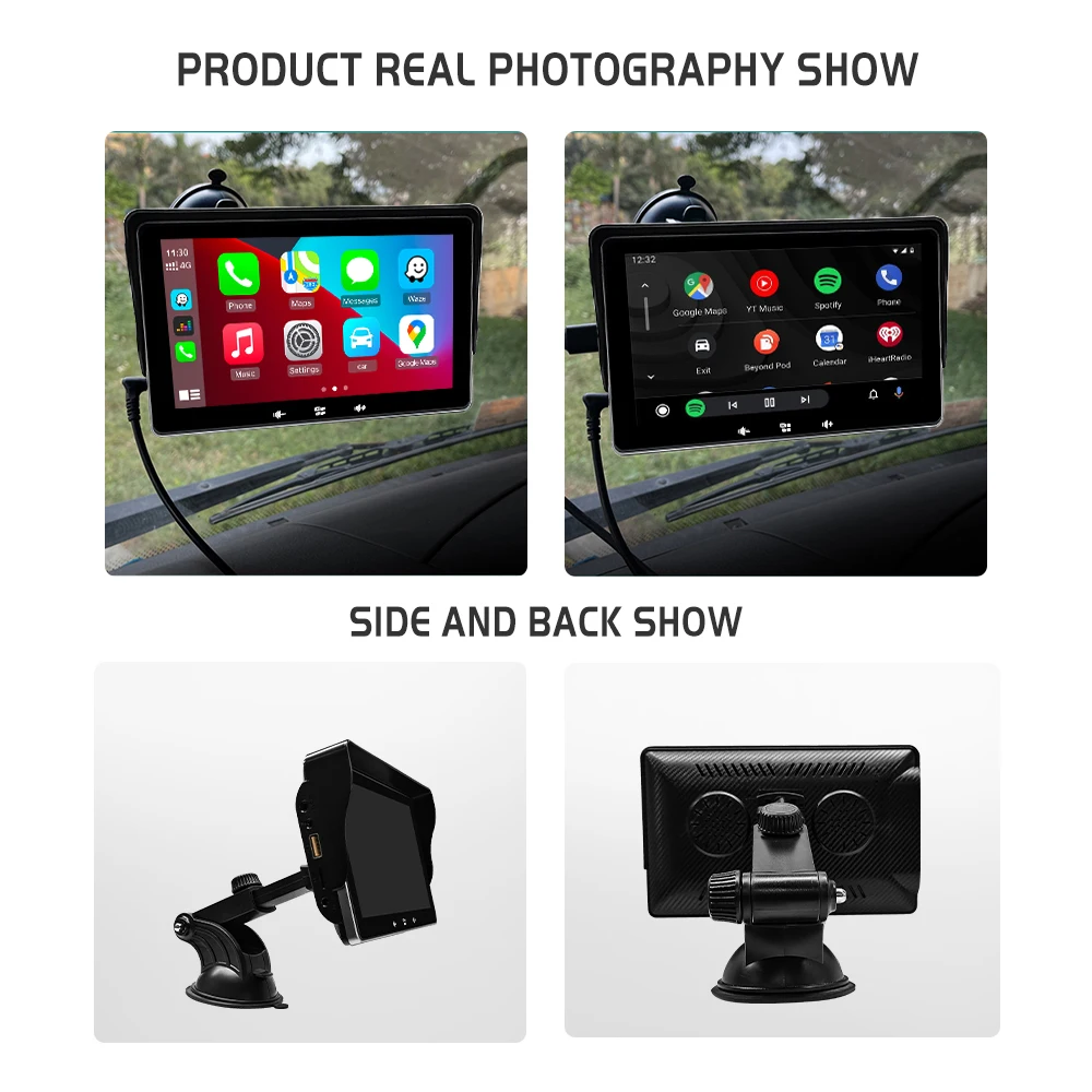 $94.57 Portable Car Radio Wireless Carplay Android Auto 7inch Touch Screen FM Radio No Installation Stereo Receiver 1din 2din Car Radio