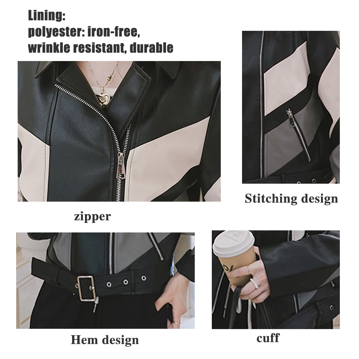 New 2023 Fashion Spring Jacket Women Black Korean Short Leather Biker Coat Lady Zipper Female Pu Streetwear Adjust Waist Clothes enlarge