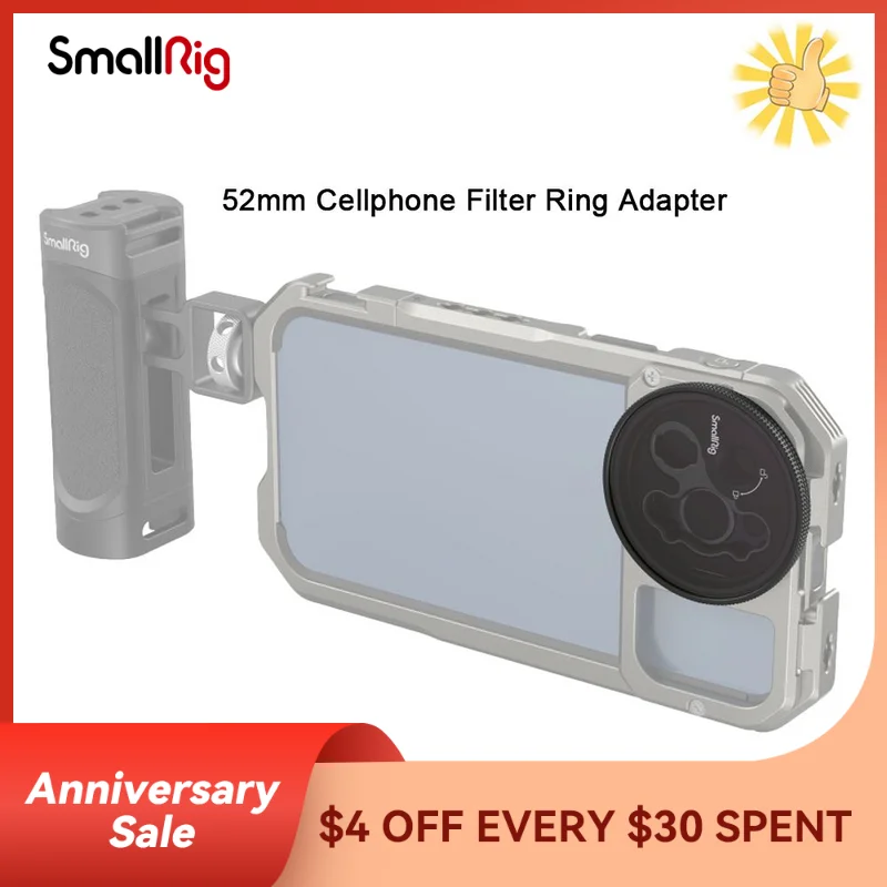 

SmallRig 52 мм кольцо-адаптер для фильтра мобильного телефона (M Mount) для телефона с M-креплением объектива для iPhone 13 Pro/12 Pro/12 Pro Max 3840