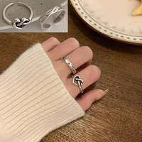 new style 2pcsset heart shaped knotted ring fashion personality hollow heart shaped opening adjustable ring for womens jewelry