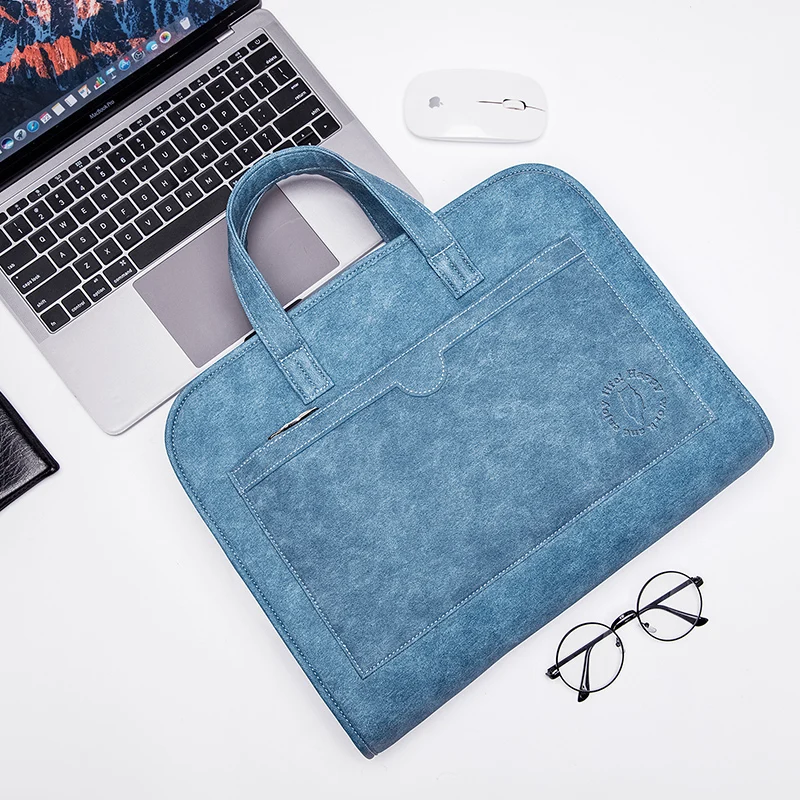 

Fashion PU Leather Women Laptop Bag Notebook Carrying Briefcase For Macbook Air 13.3 14 15.6 Inch Men Handbags Shoulder Bag