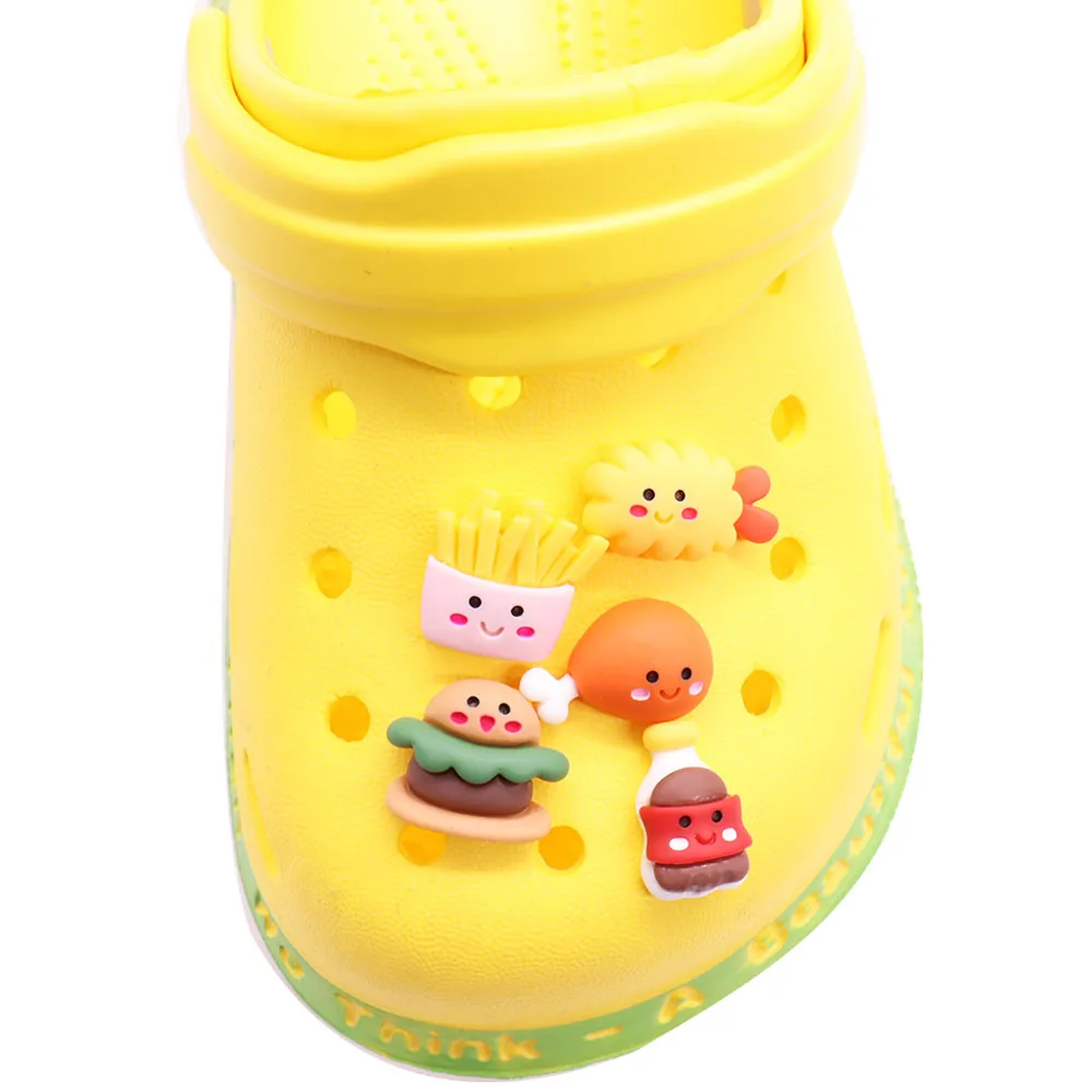 

Лидер продаж, 1 шт., резиновый гамбургер, картошка фри, подвеска для обуви, сандалии, обувь, аксессуары, украшения для Croc JIBZ, подарок на день ро...