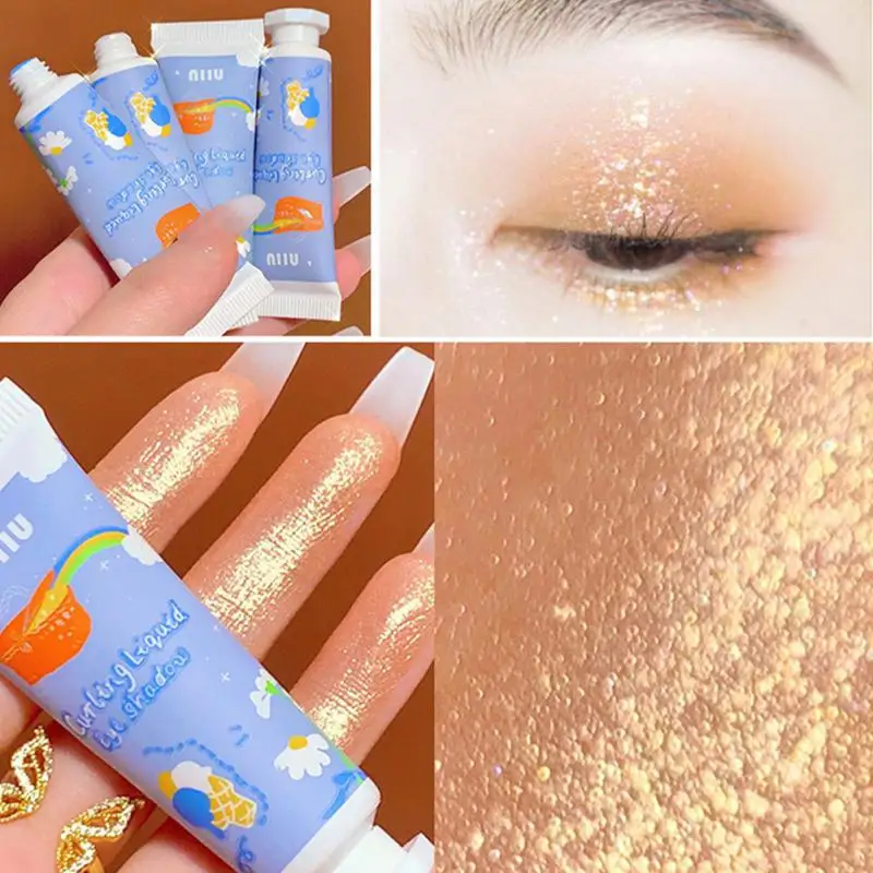 

High Lighter Eye Shadow Lotion Liquid Eyeshadow, Super Shiny, Pearlescent Silkworm, Brightening Monochrome Eyeshadow Makeup
