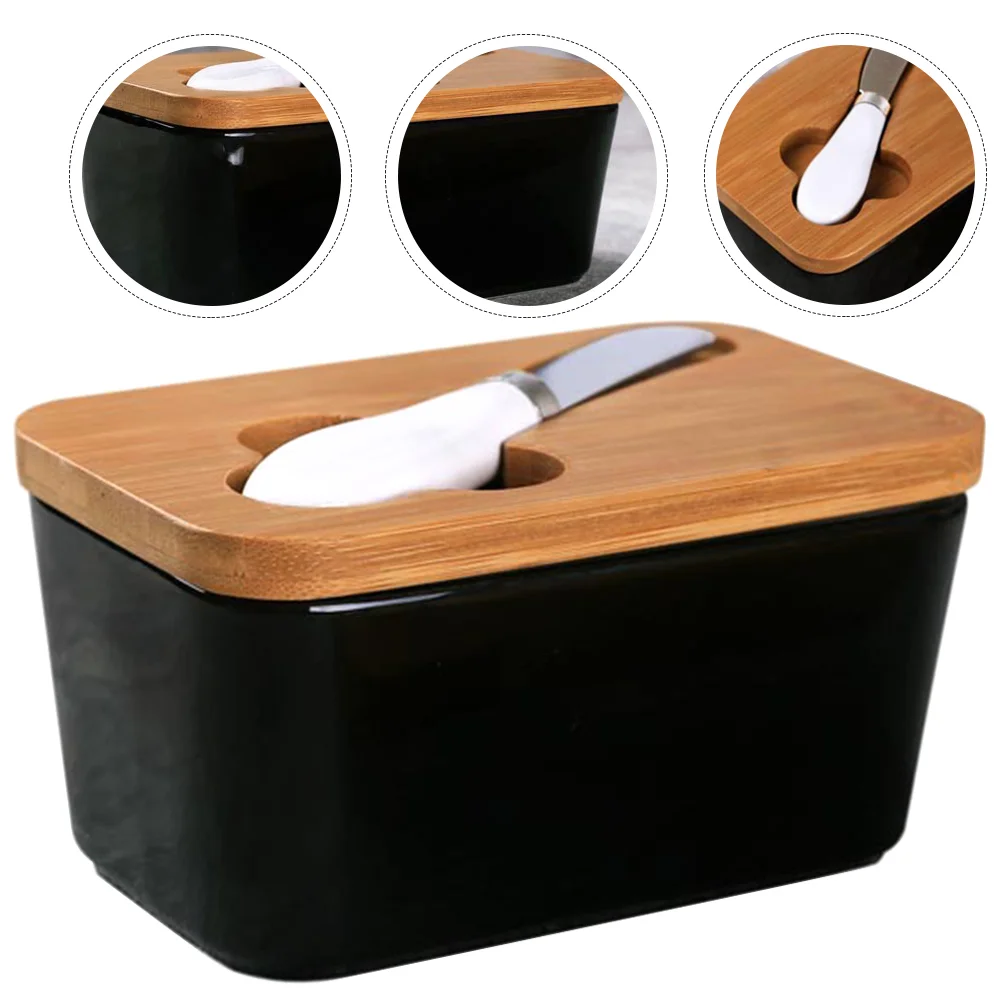 

Butter Box Storage Container Tray Startercover Ceramic Platter Sealing Holder Case Keeper Porcelain Plate Dish Flutterdishes