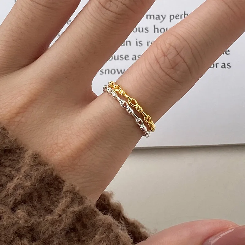

PANJBJ Silver Gold Color Braid Ring for Women Girl Birthday Gift Vintage Simplicity Personality Jewelry Dropshipping