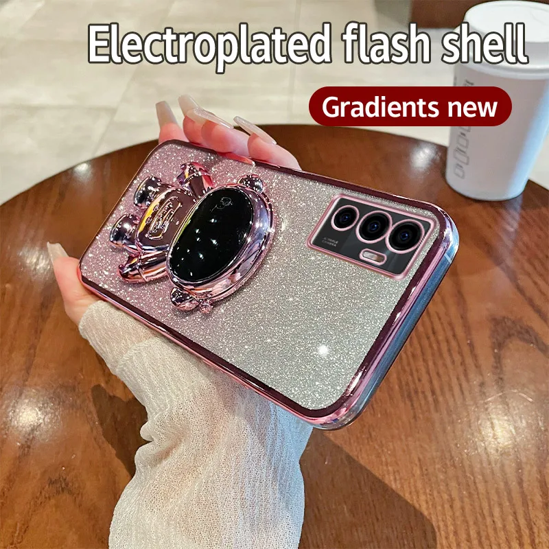 Чехол для телефона Vivo V23e 5G мягкий силиконовый чехол из ТПУ с блестками V2116 V2126