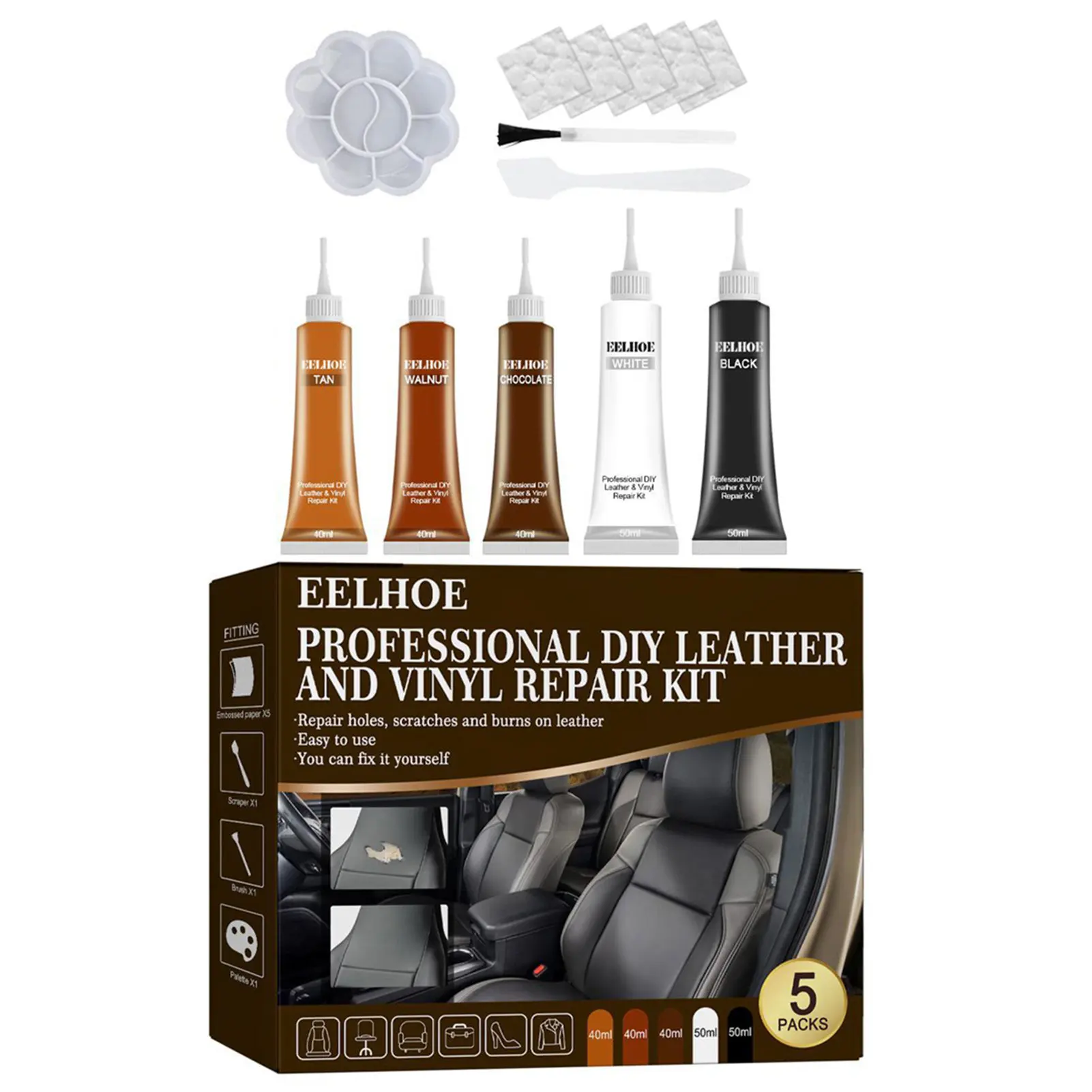Leather Repair Kits PU Leather Leather Repair Paint Cream PU Leather Leather Repair Paint Gel For Sofa Jacket Furniture Car