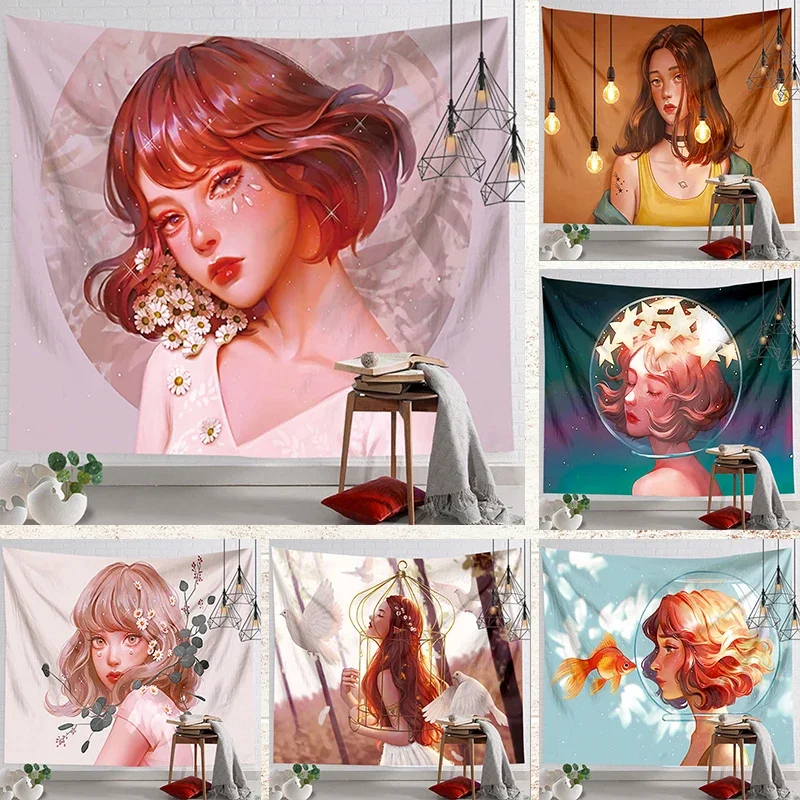 Ashou Настенный декор гобелен кавайный украшение для комнаты девочки настенный
