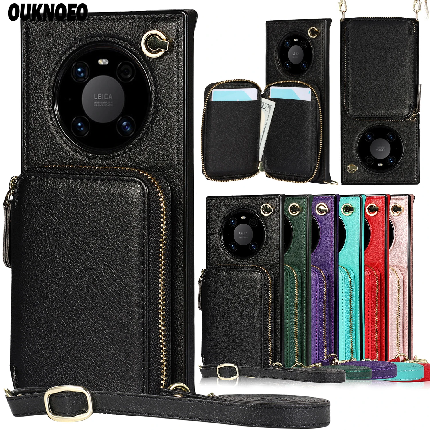 

Leather Wallet Case For Huawei P30 P40 Pro Plus Lite Mate 40 30 20 Pro Lite Luxury Lanyard Backpack Mobile Phone Card Coque