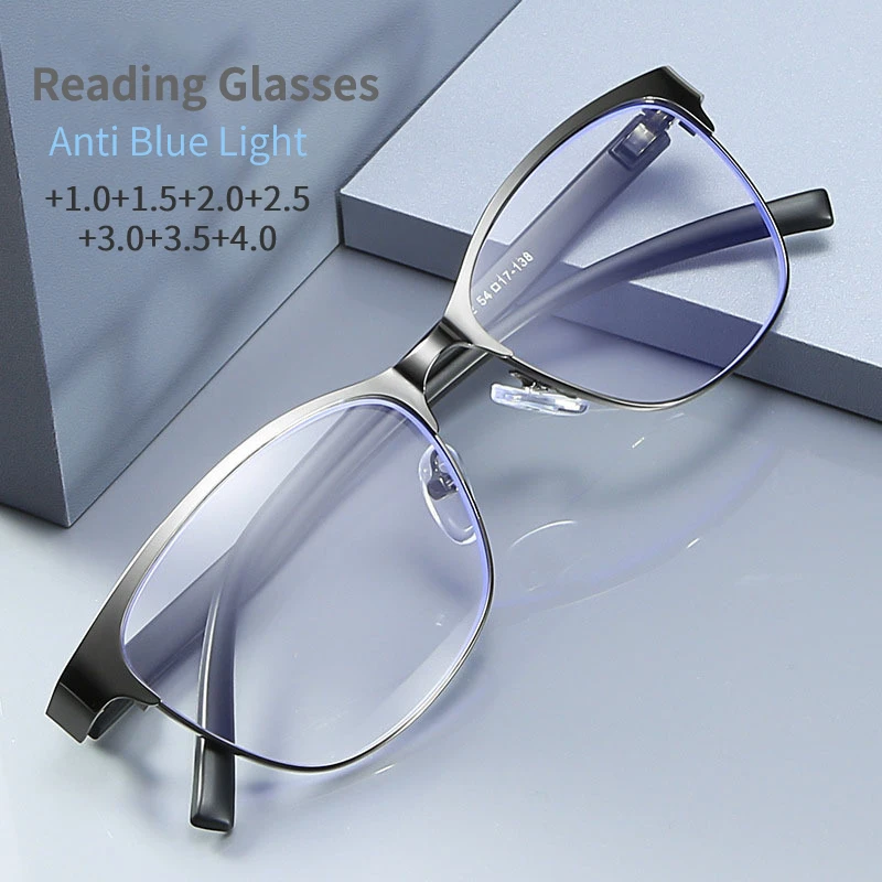 

Metal Anti Blue Light Reading Glasses Women Men HD Computer Presbyopic Eyeglasses Reading Optical Eyewear Unisex +1.0... To +4.0