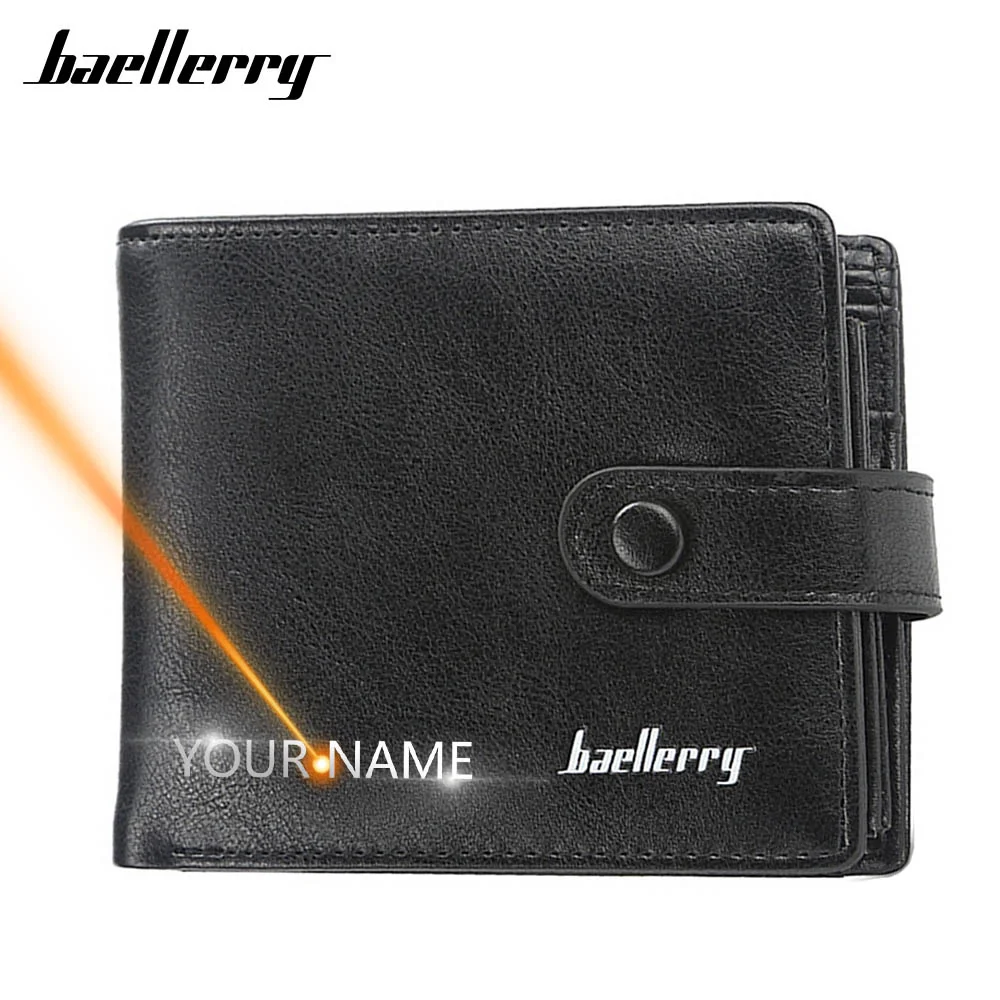 

Short Hasp Men Wallets Name Engraving 9 Card Holders Desigh Men Leather Purse Solid Coin Pocket High Quality Male Purse