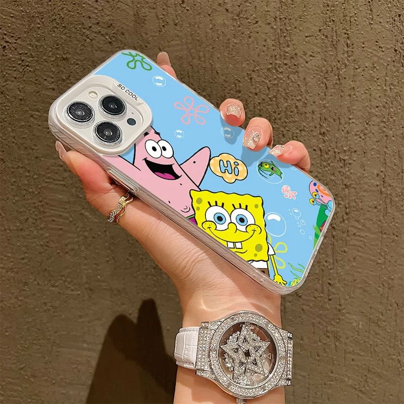 Милый аниме-чехол с Спанч Бобом и Патриком для iPhone 11 12 13 14 15 16 17 Pro Max Plus, с синим фоном морского дна, ударопрочный. (art.: 3920dd248a0d1) - 3920dd248a0d1