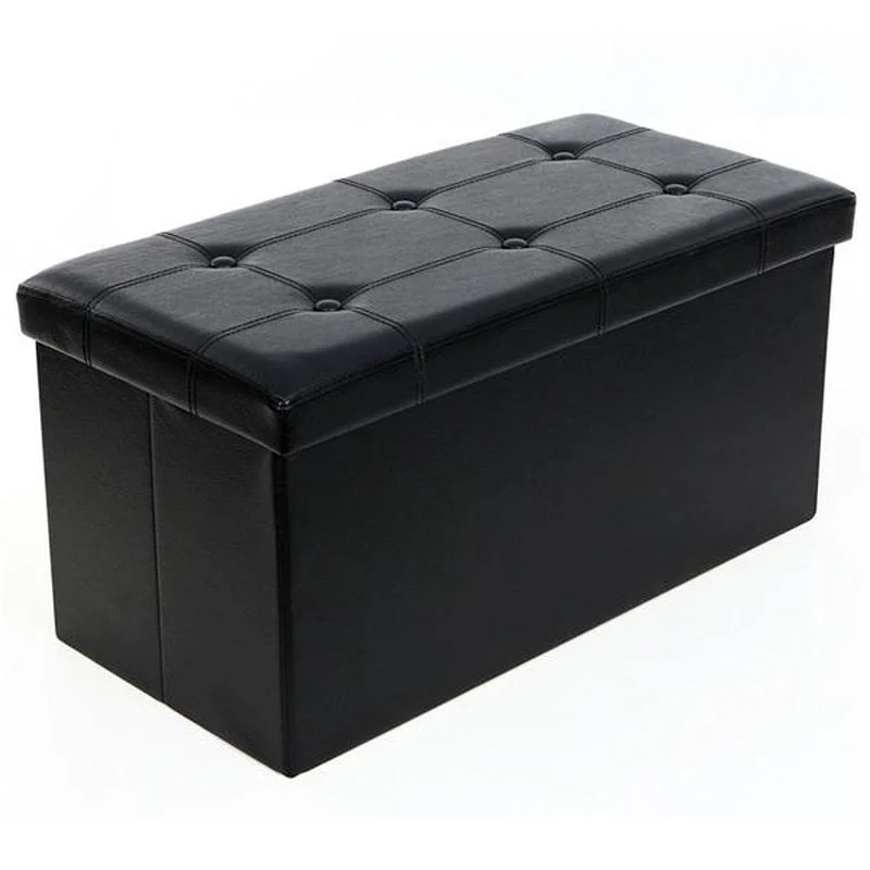 

New PU Leather Footstool with Leather Footstool Black 76*38*38cm