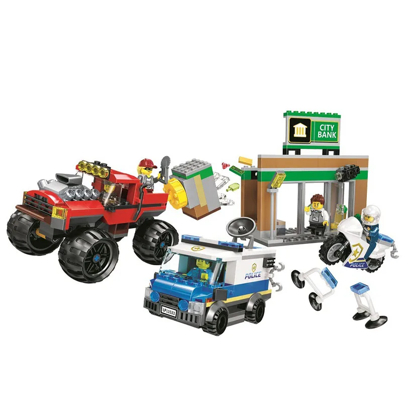 Серия город новый полицейский участок монстр-Трак ограбление строительные блоки