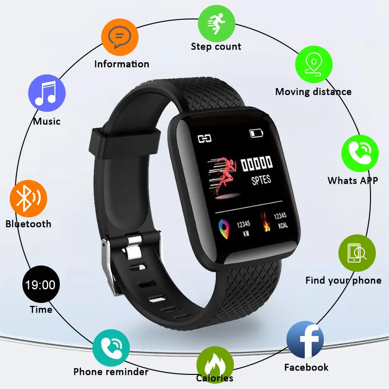 Buy 116plus Smart Watch Color Screen Step Counting Multi Sport Mode Message Reminder Photography Music Remote Control Band on