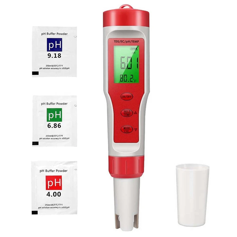 

4-In-1 Plastic PH Meter With PH/TDS/EC/Temp Function For Hydroponics,For Nutrients Growing, Indoor Garden,Brewing, Pool,