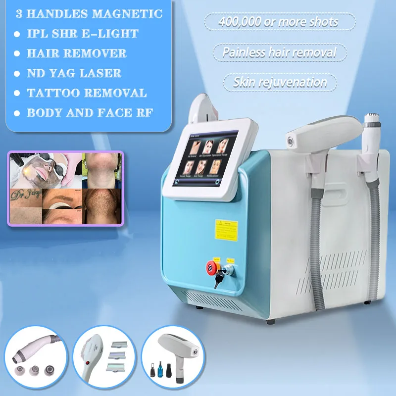 

3 In 1 360 Magneto IPL OPT SHR Laser Painless Permanent Hair Removal Machine 1064nm Tattoo Remove Laser Epilator Women Face Body