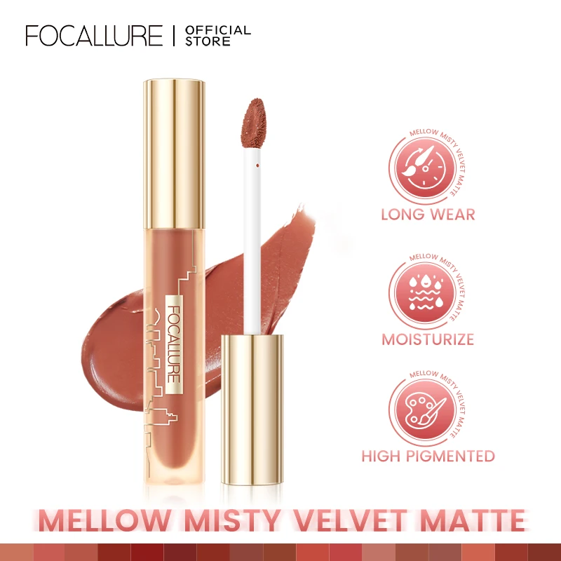 

FOCALLURE Velvet Liquid Lipstick Waterproof Long-lasting Matte Lip Gloss Lightweight Lip Tint Lip Glaze Women Makeup Cosmetics