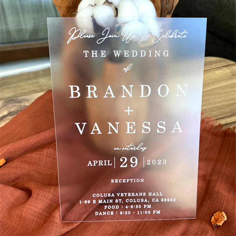 Матовые акриловые Пригласительные открытки на свадьбу индивидуальный