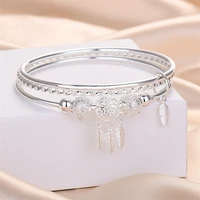 s999 sterling silver fashion jewelry multi ring dream catcher bangle for women boutique luxury engagement accessories gift
